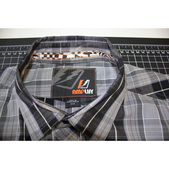Amp Lify  /Long sleeved button up/ (Size M) Gray/Black - Picture 5 of 15